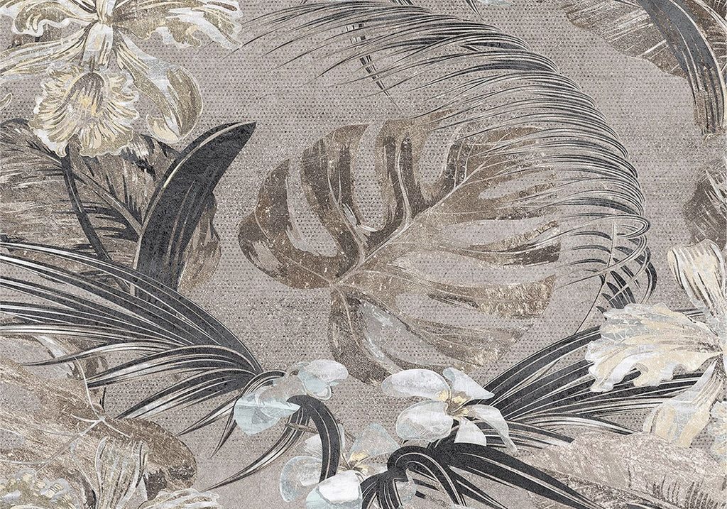 Golden Foliage: Black & Gold Leaf Wall Mural