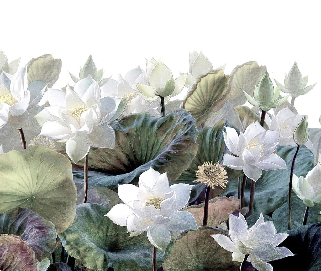 Blooming Elegance: Big White Flowers Wall Mural