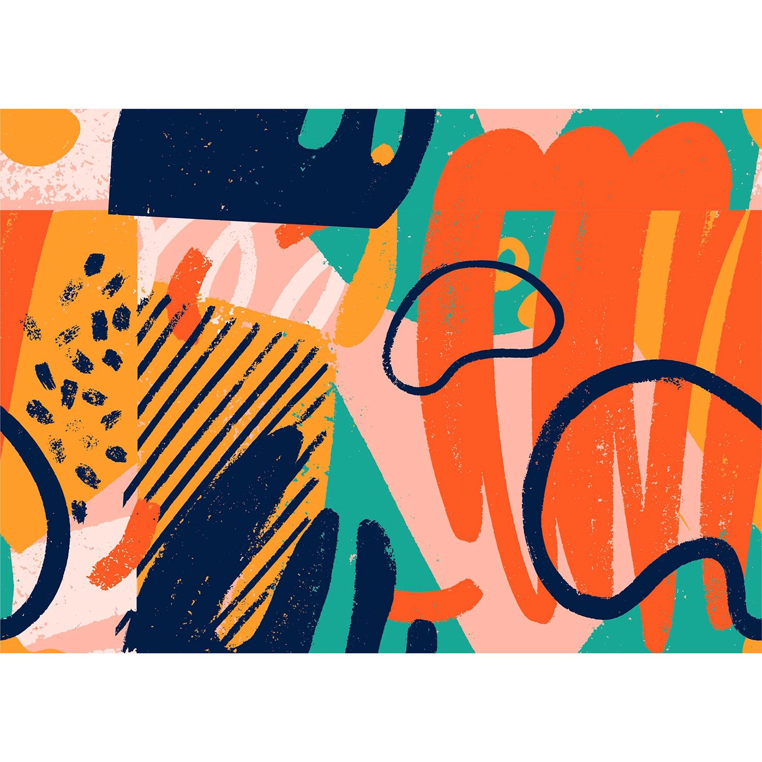 Vibrant Brushstrokes: Colorful Shapes Wall Mural