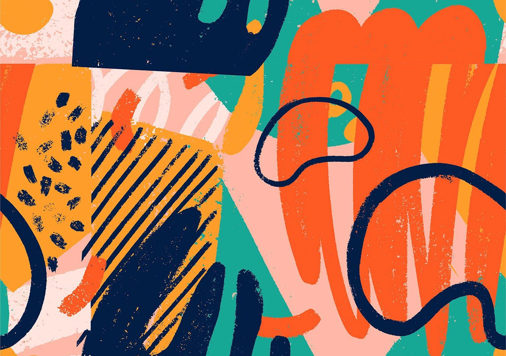 Vibrant Brushstrokes: Colorful Shapes Wall Mural