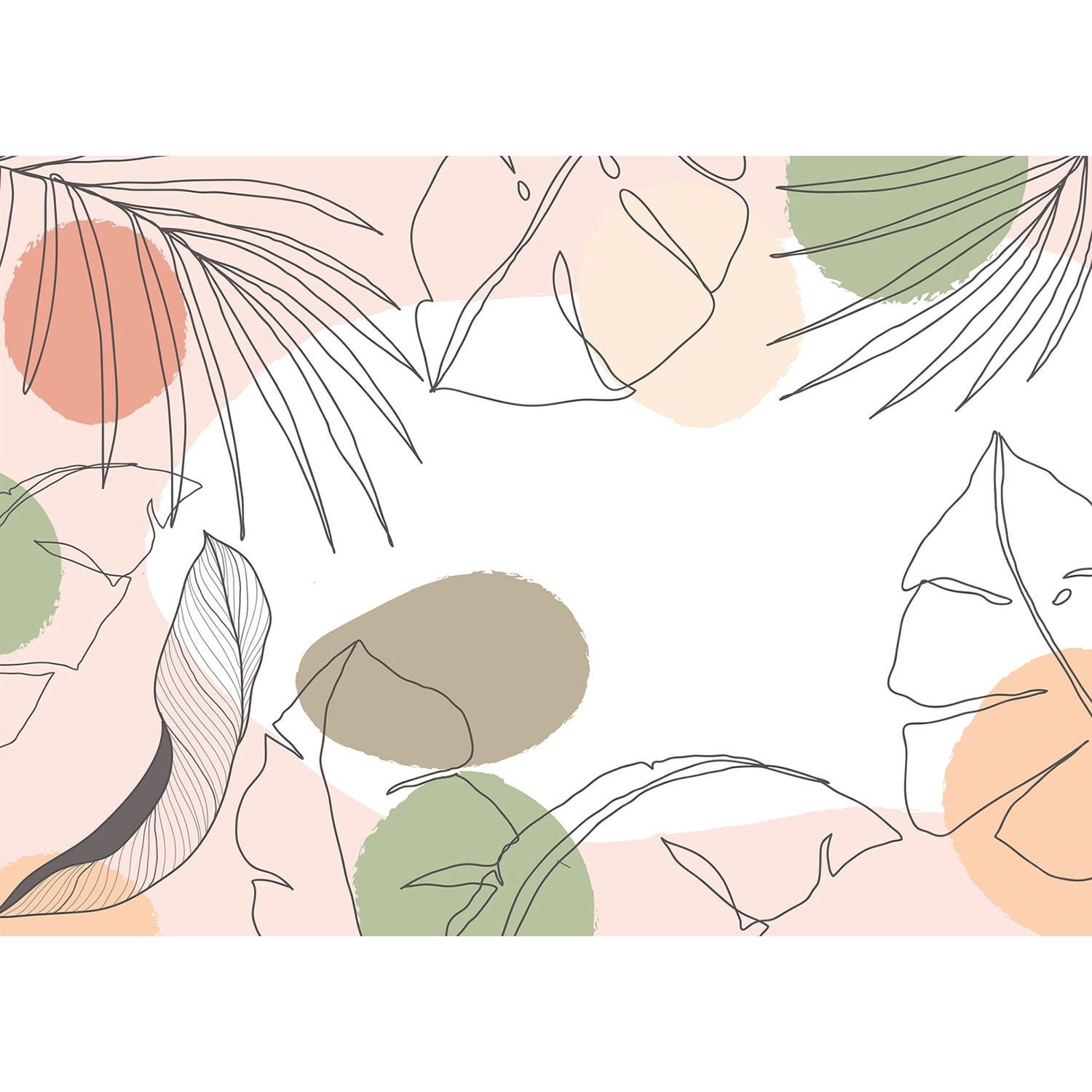 Colorful Leaf Sketches: Multicolored Wall Mural