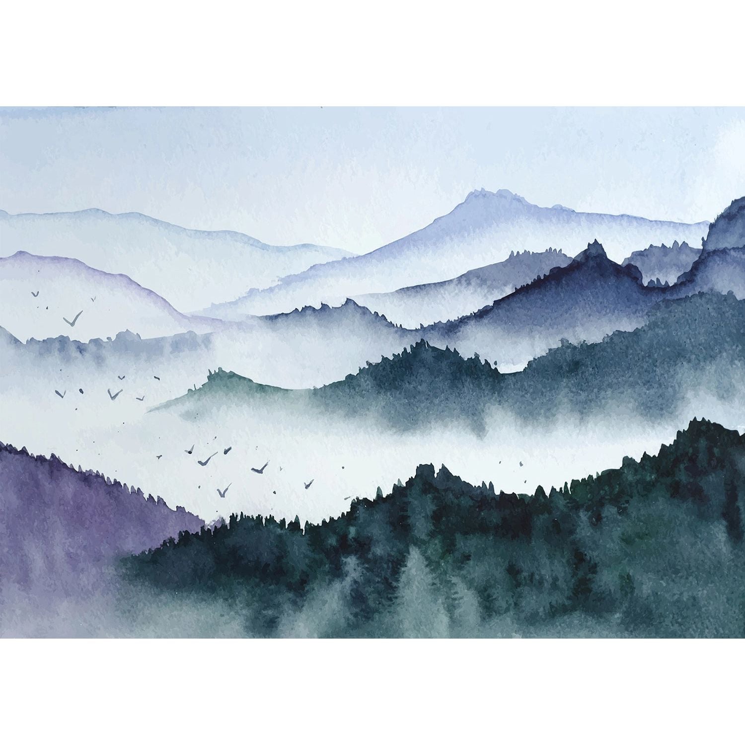 Majestic Peaks: Cloud-Crowned Mountain Wall Mural