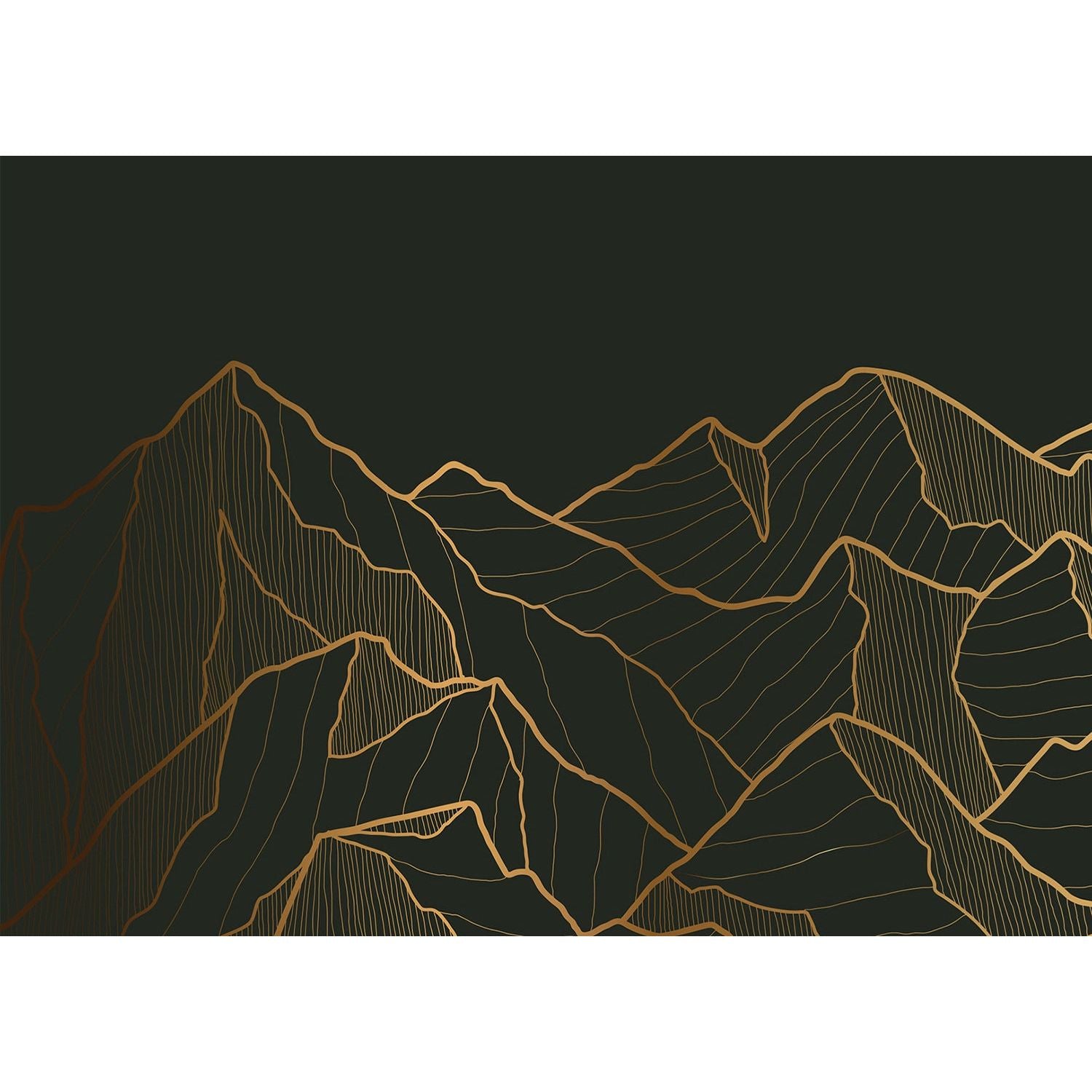 Golden Summit: Black & Gold Mountain Wall Mural
