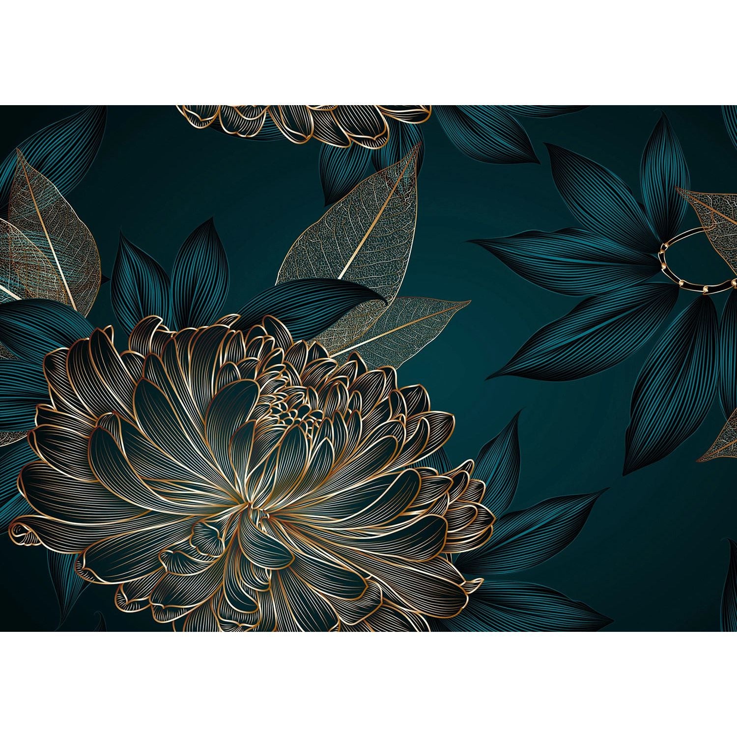 Golden Summit: Black & Gold Mountain Wall Mural