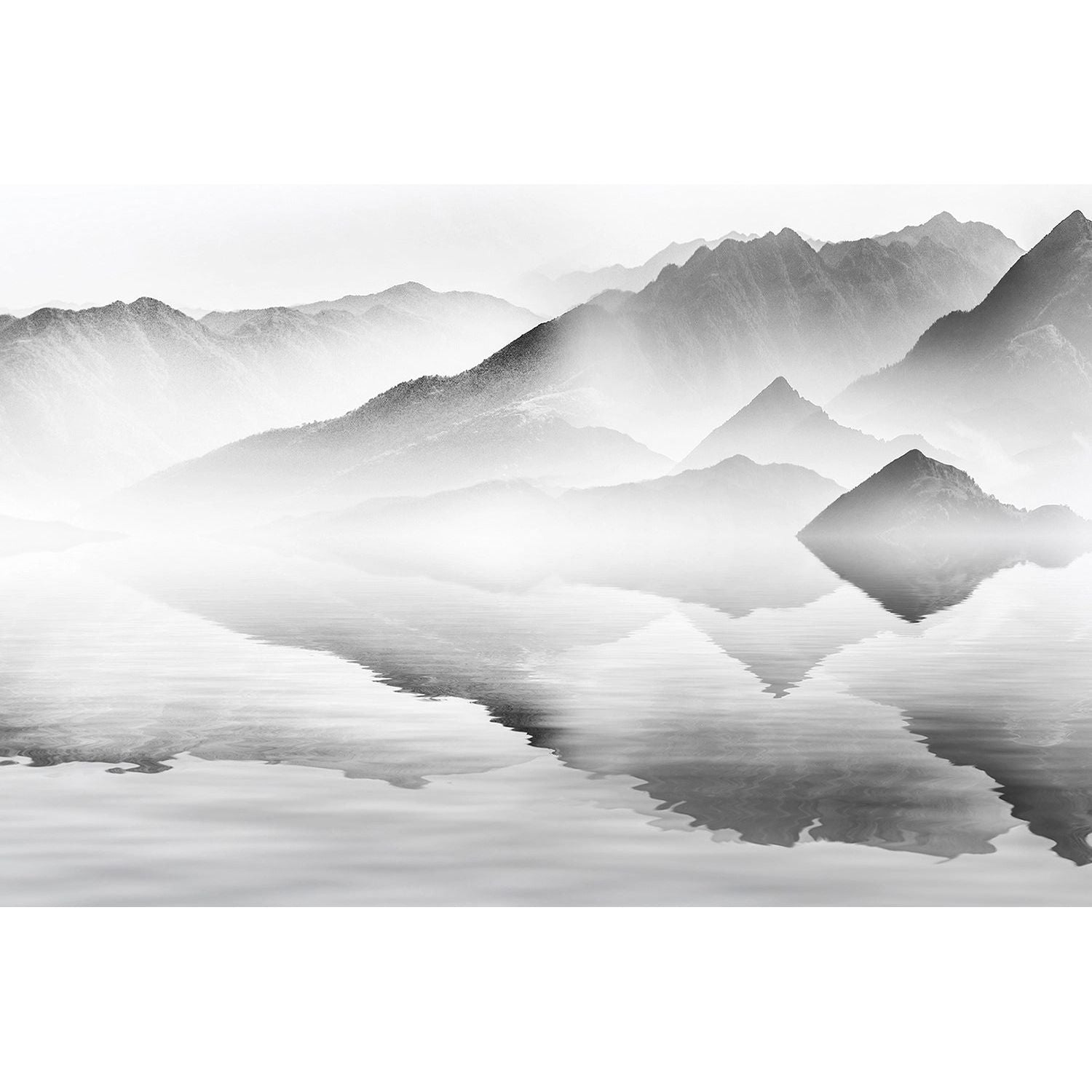 Monochrome Majesty: Black & White Mountain Wall Mural