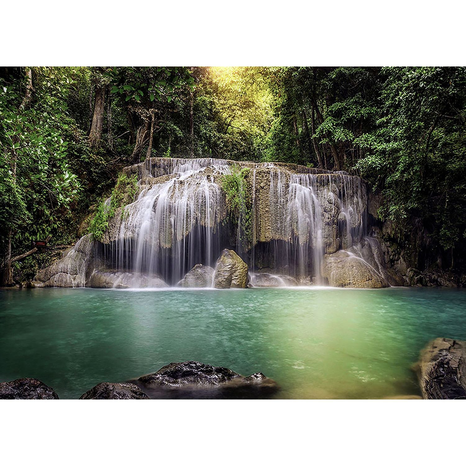 Nature's Cascade: Waterfall & Greenery Wall Mural