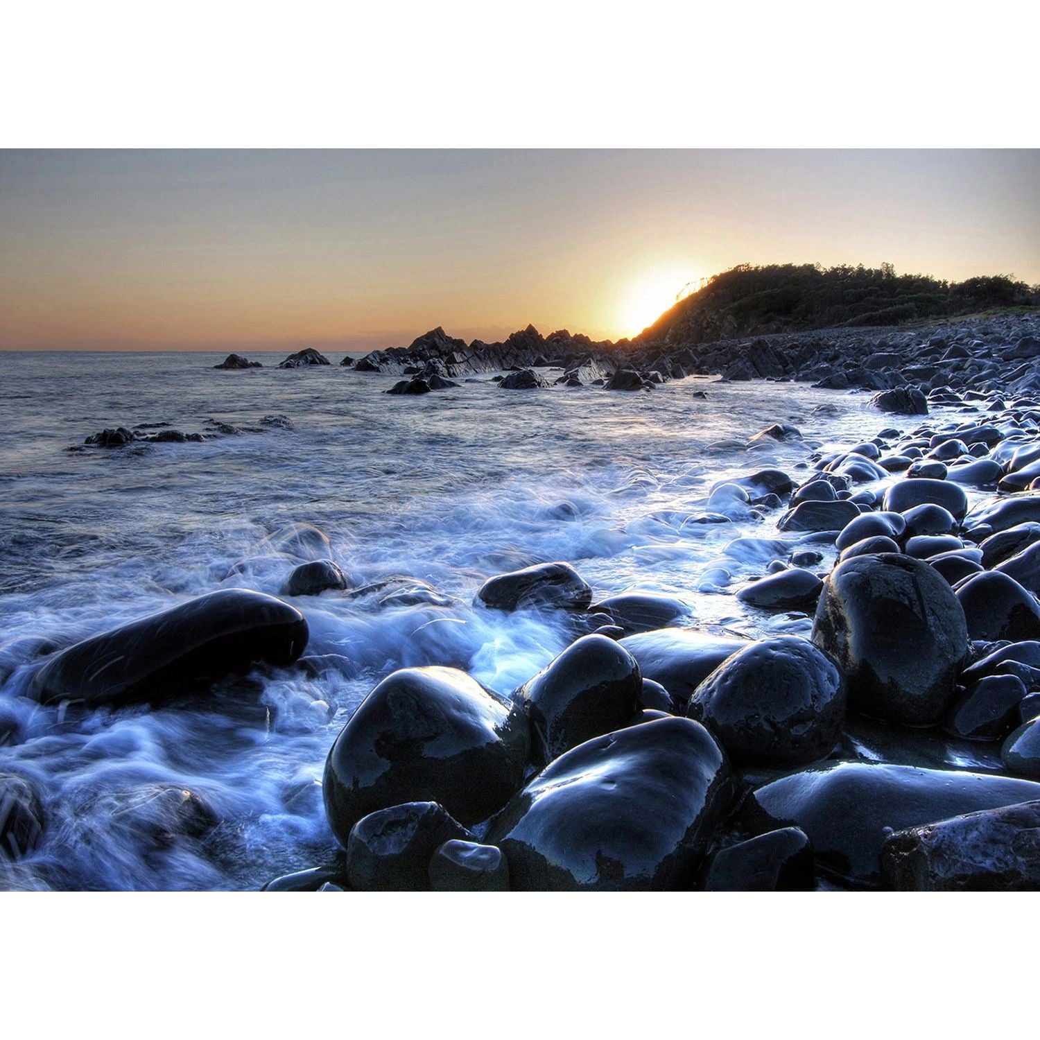 Coastal Erosion: Wave-Washed Rocks Wall Mural