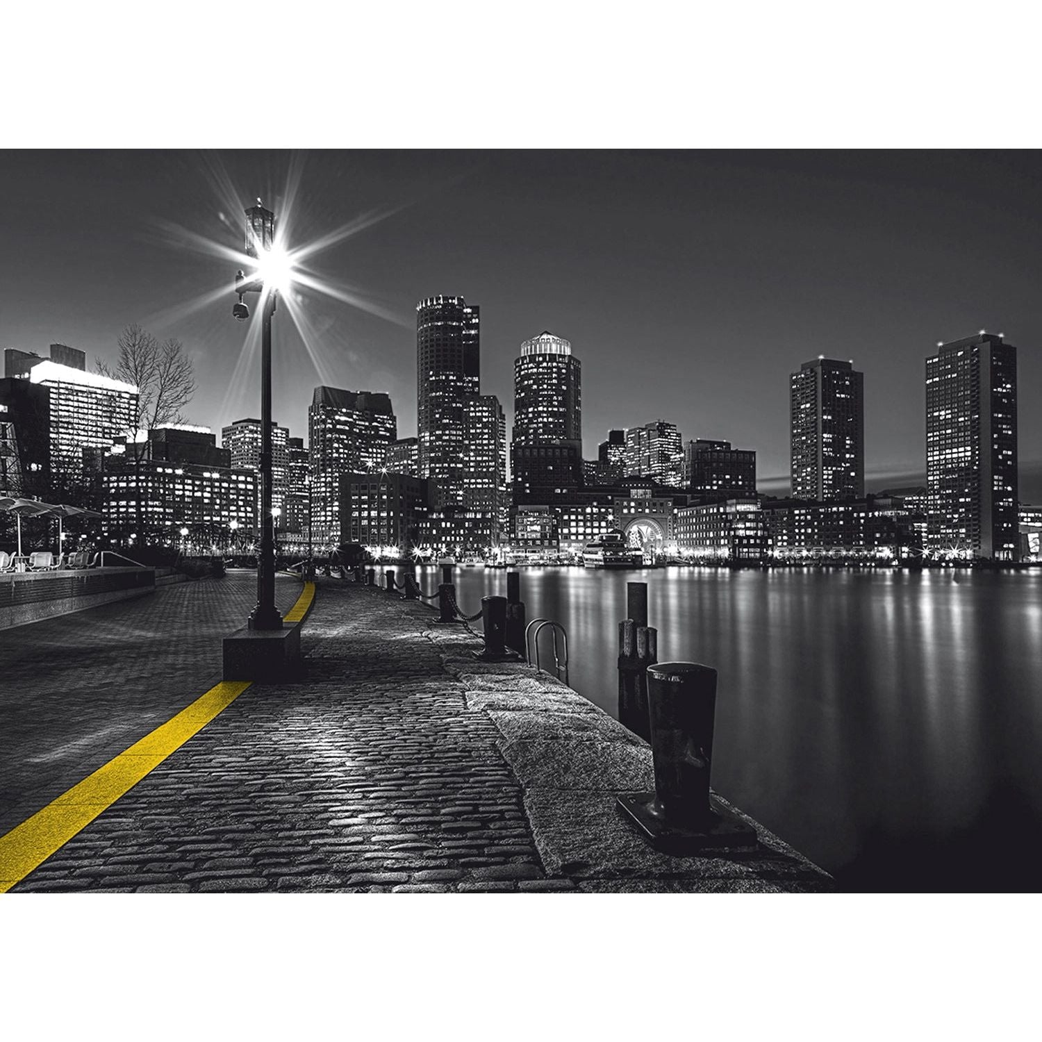 City Lights Reflection: Nighttime Waterfront Wall Mural