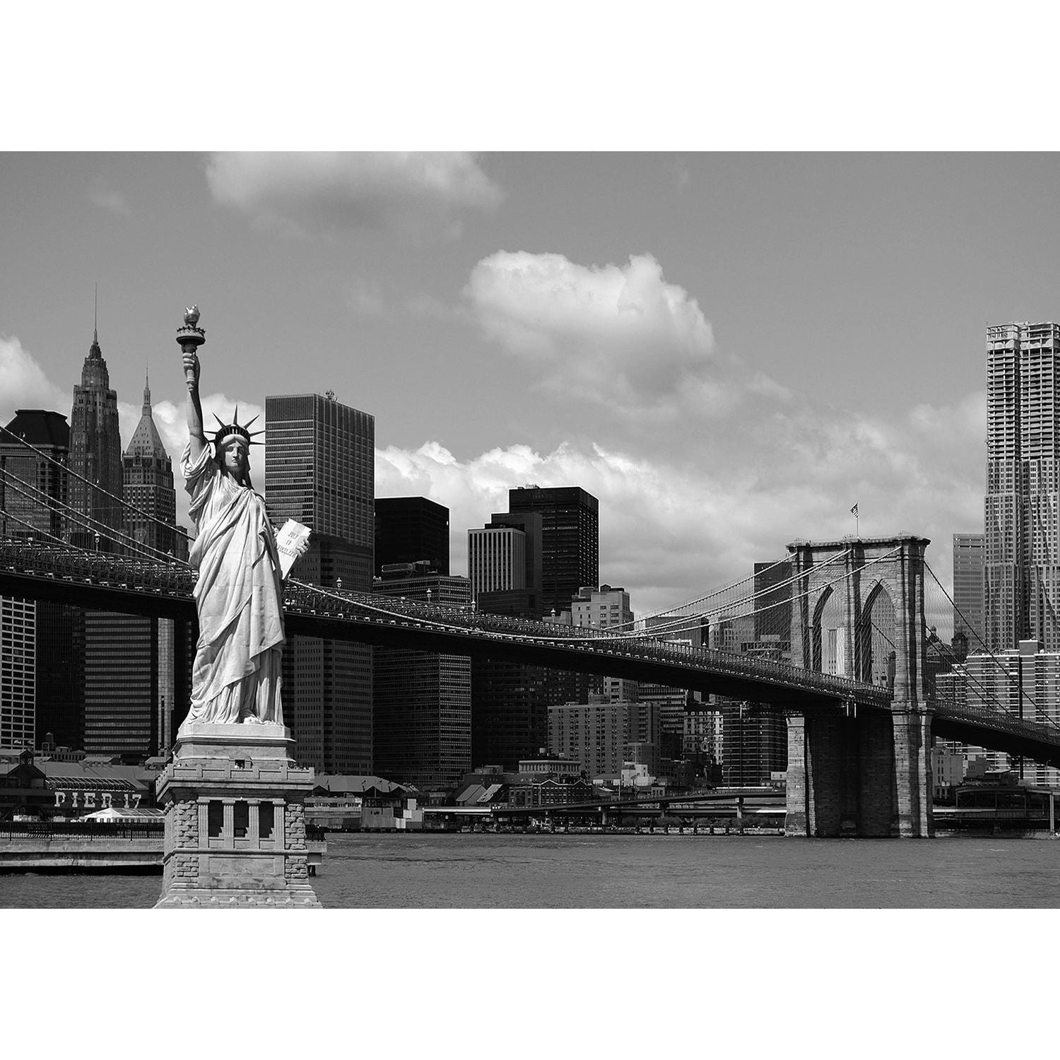 Iconic Skyline: City View with Statue of Liberty Wall Mural