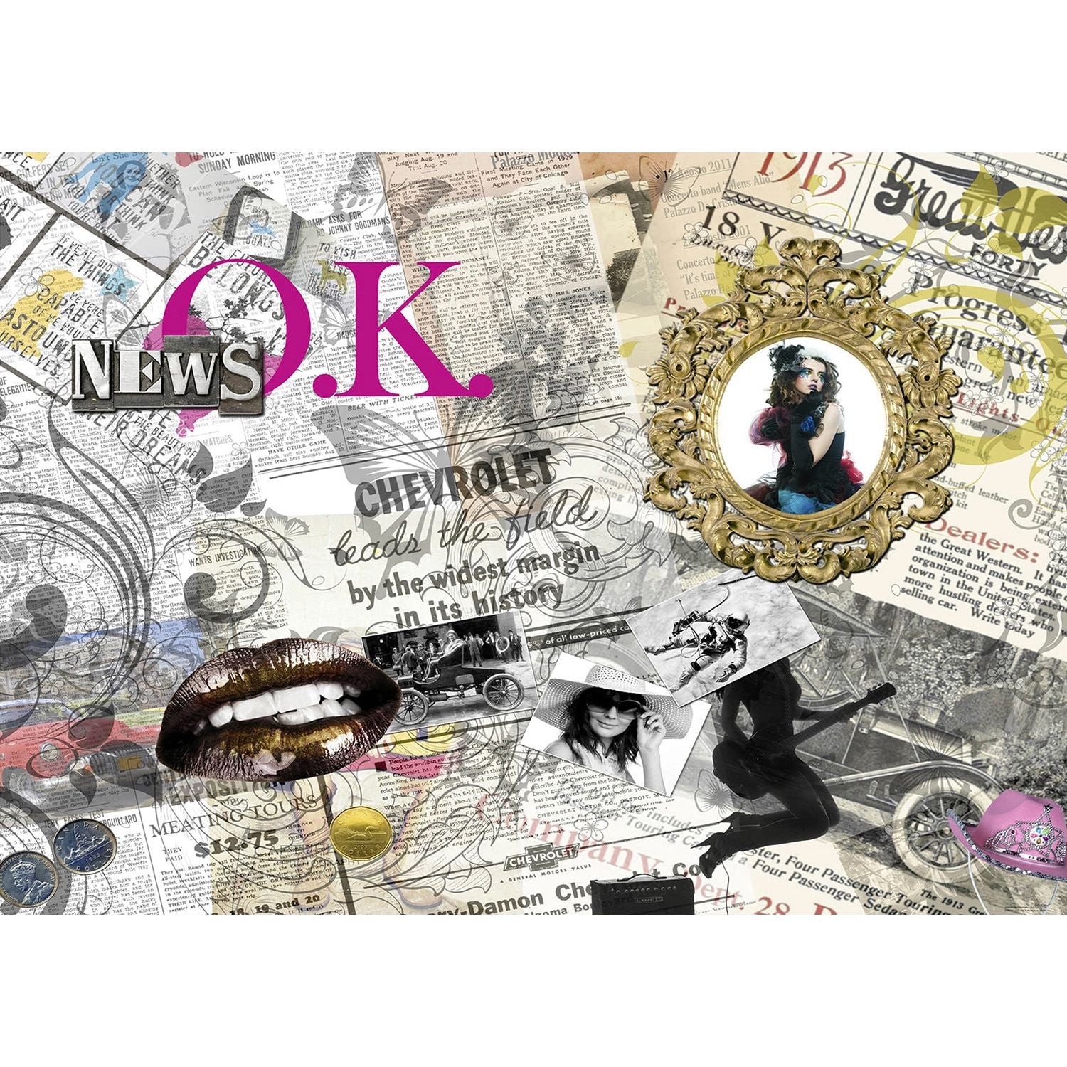 Newsprint Collage Wall Mural
