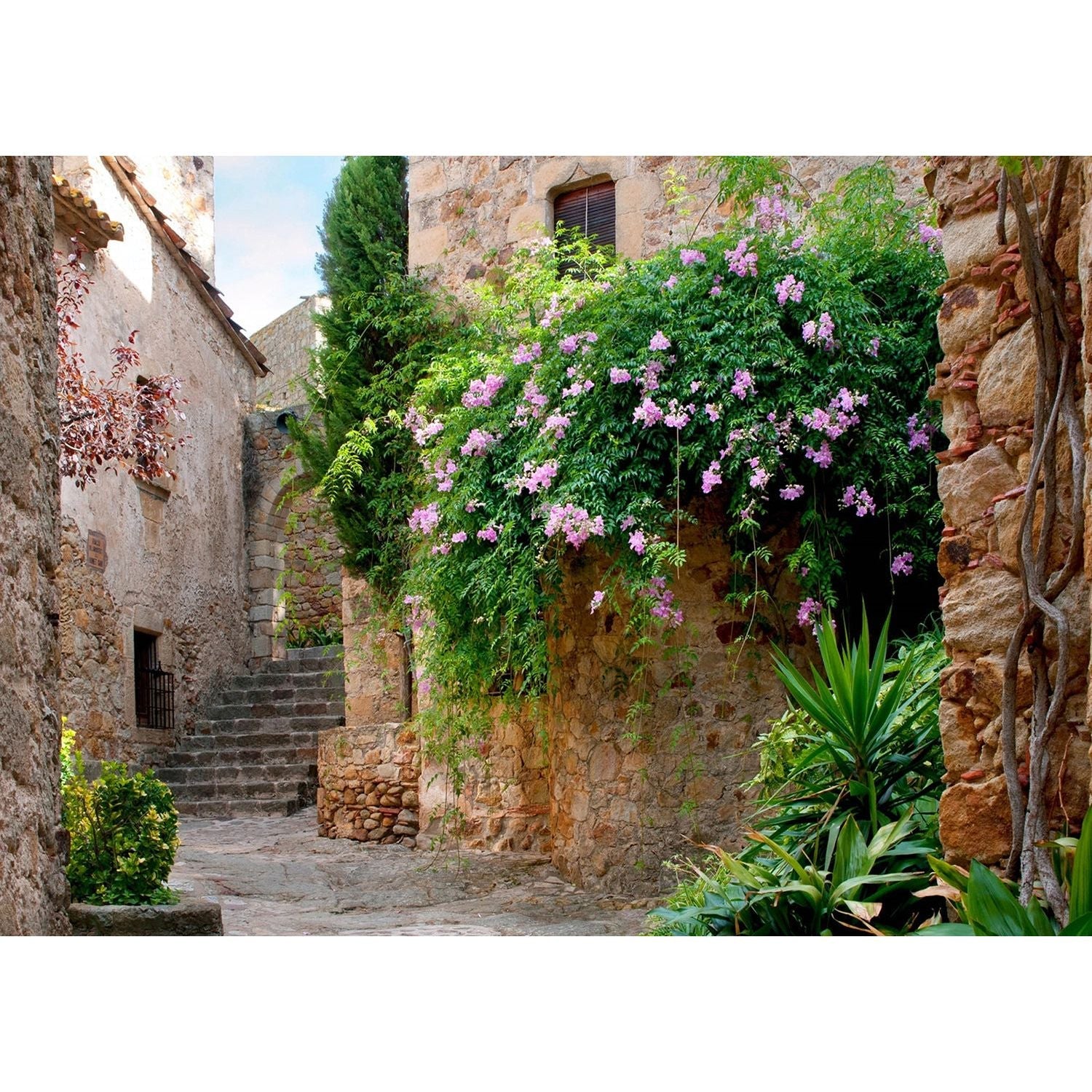 Enchanted Cobblestone: Mediterranean Bliss Wall Mural