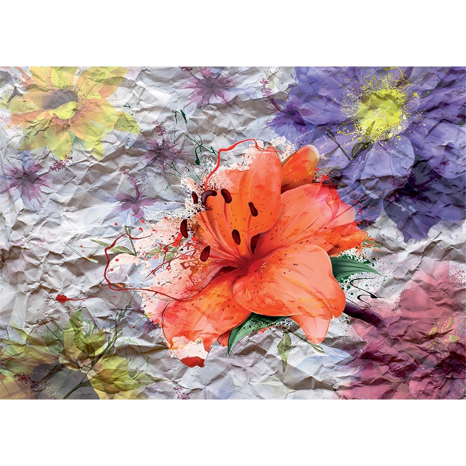 Floral Symphony: Abstract Art Wall Mural