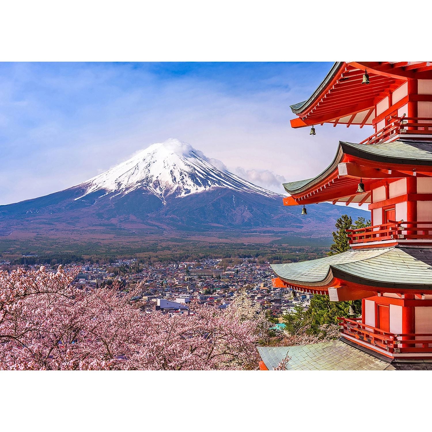 Peak Serenity: Mount Fuji and Cherry Blossoms Wall Mural