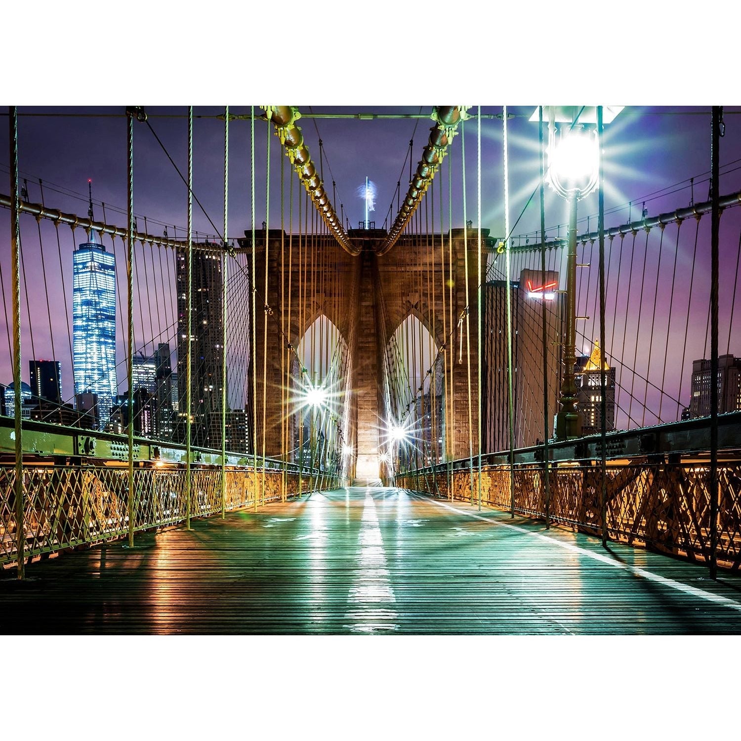 Urban Illumination: Brooklyn Bridge Evening Wall Mural