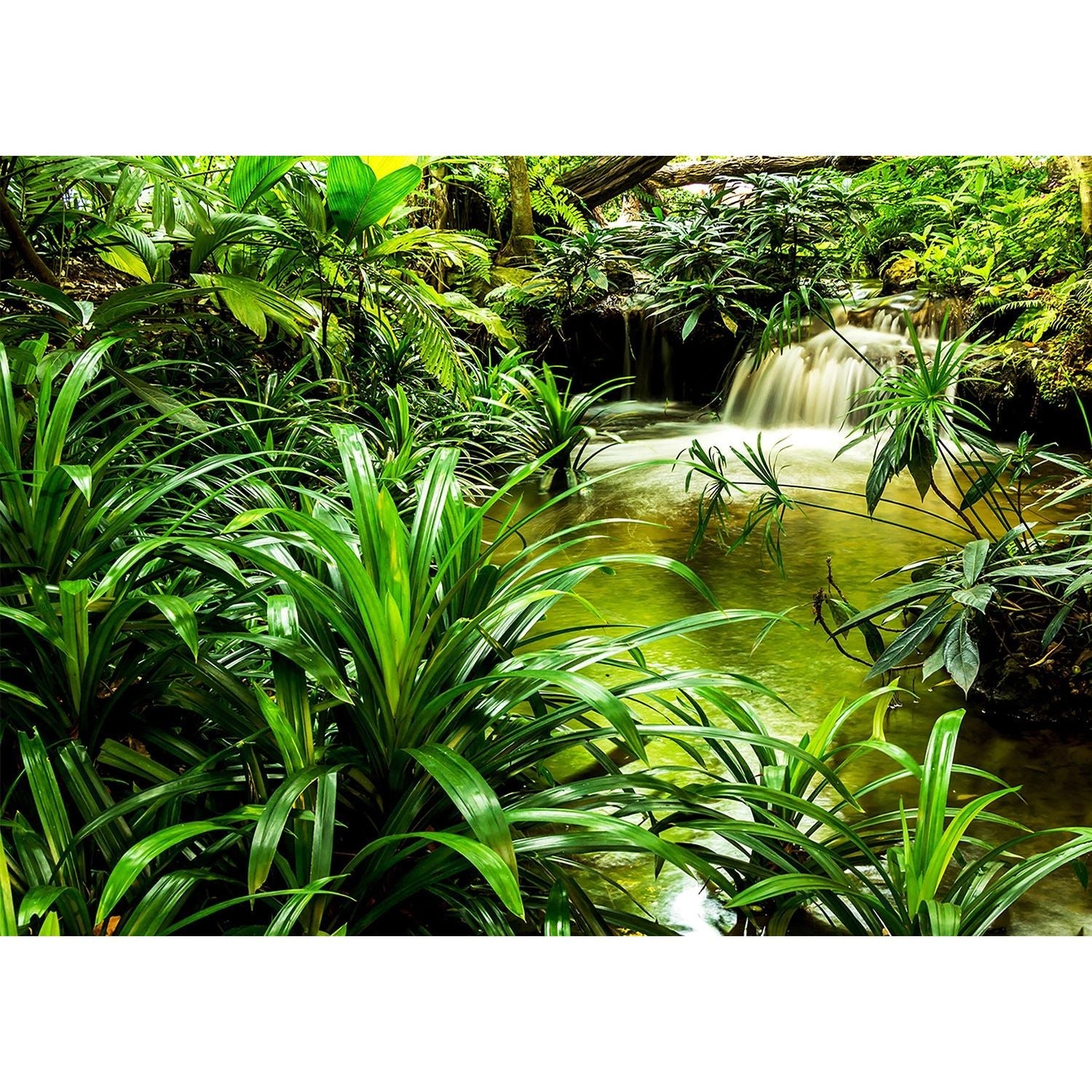 Jungle Serenity: Tropical Waterfall Oasis Wall Mural