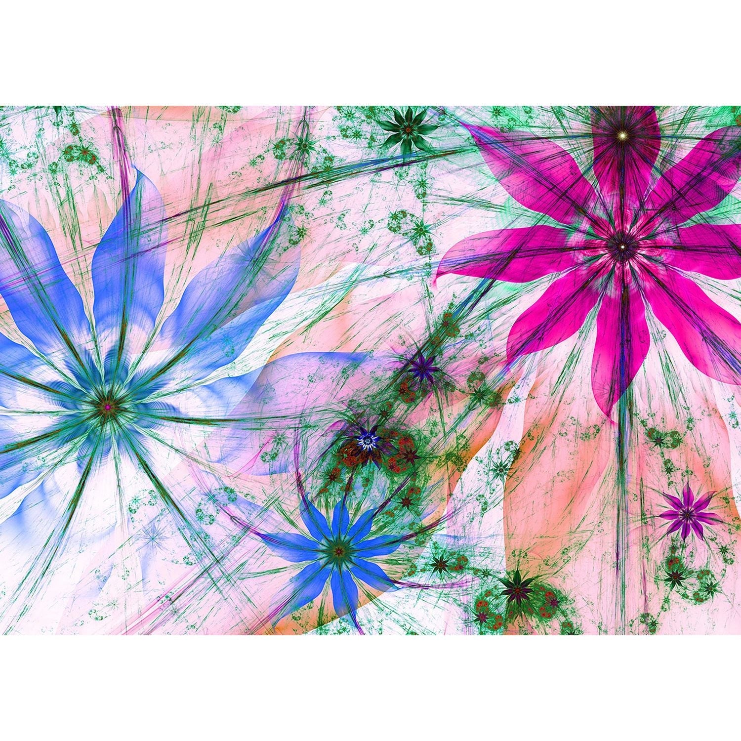 Vibrant Visions: Abstract Floral Kaleidoscope Wall Mural