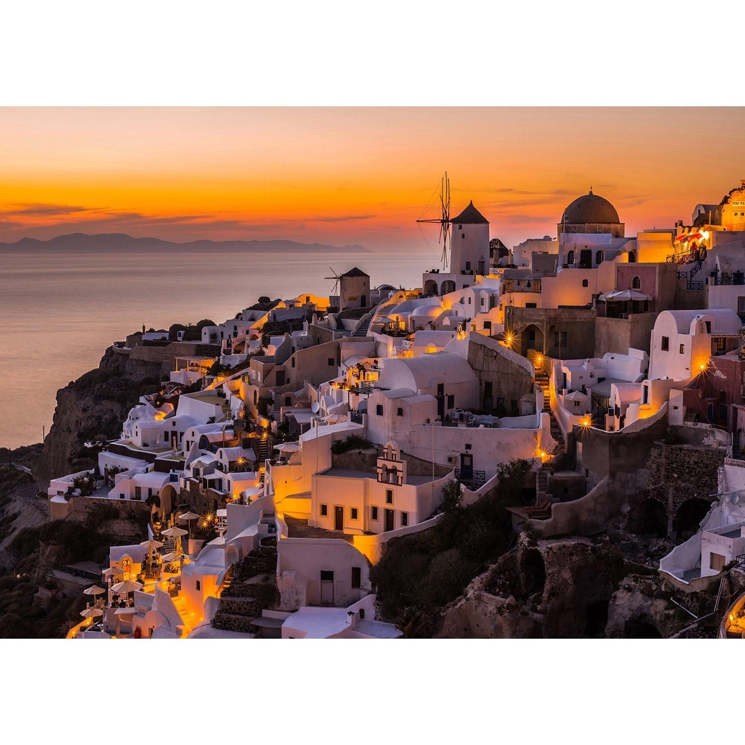 Santorini Sunset Vista Wall Mural