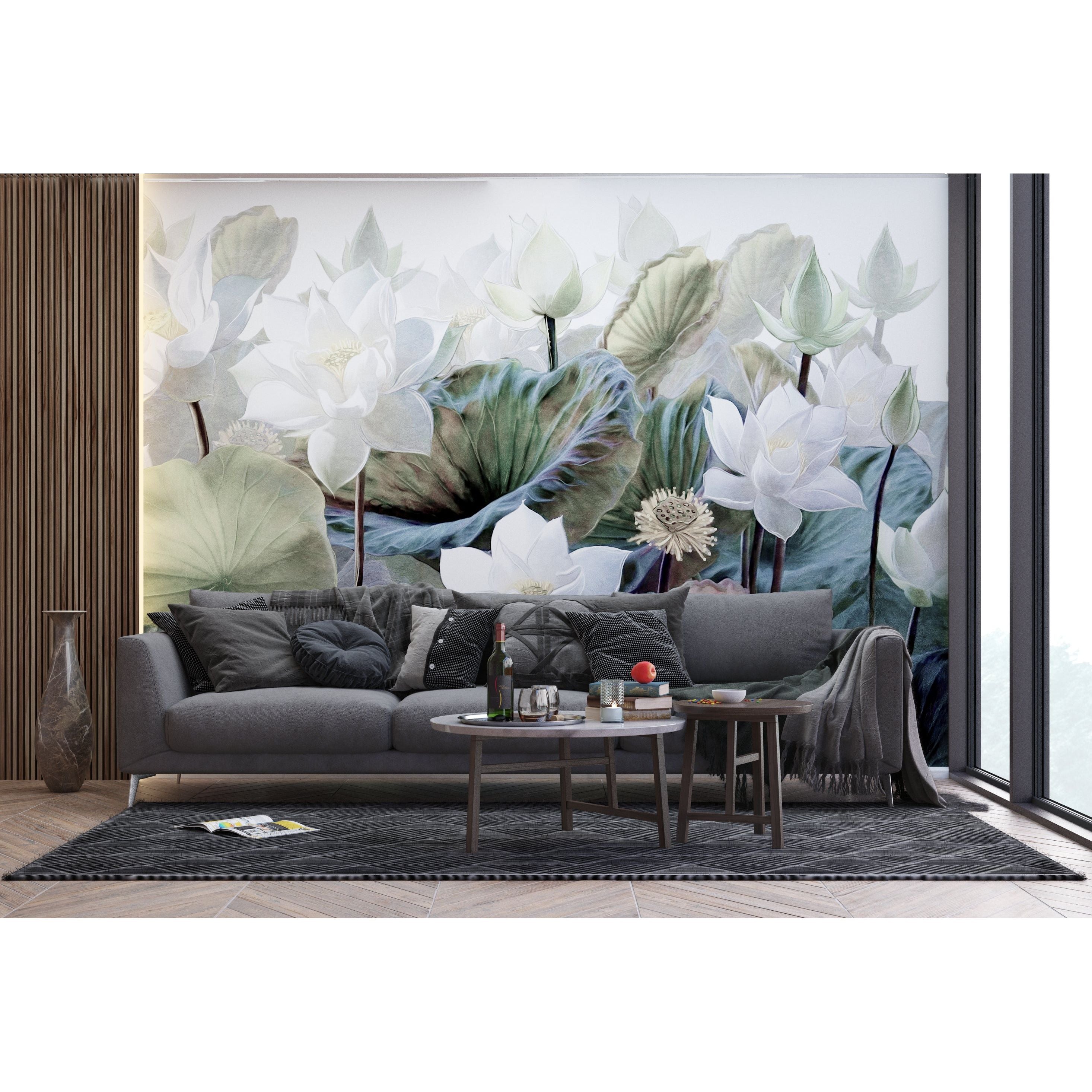 Blooming Elegance: Big White Flowers Wall Mural