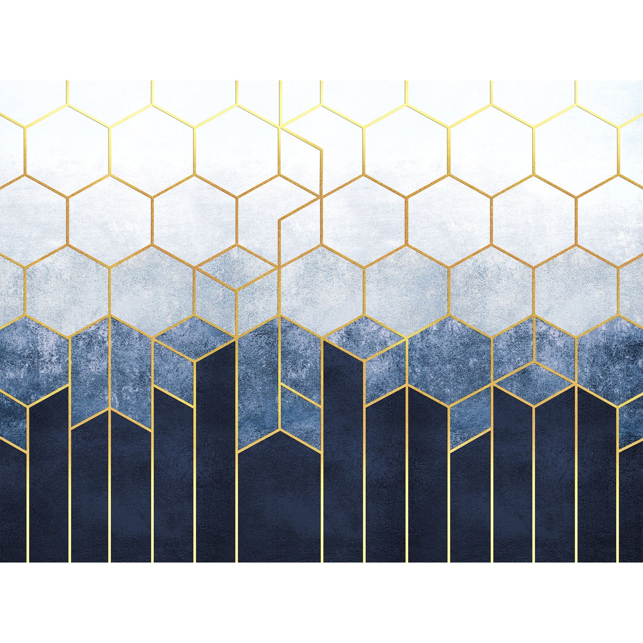 Honeycomb Golden Harmony: Geometric Wall Mural