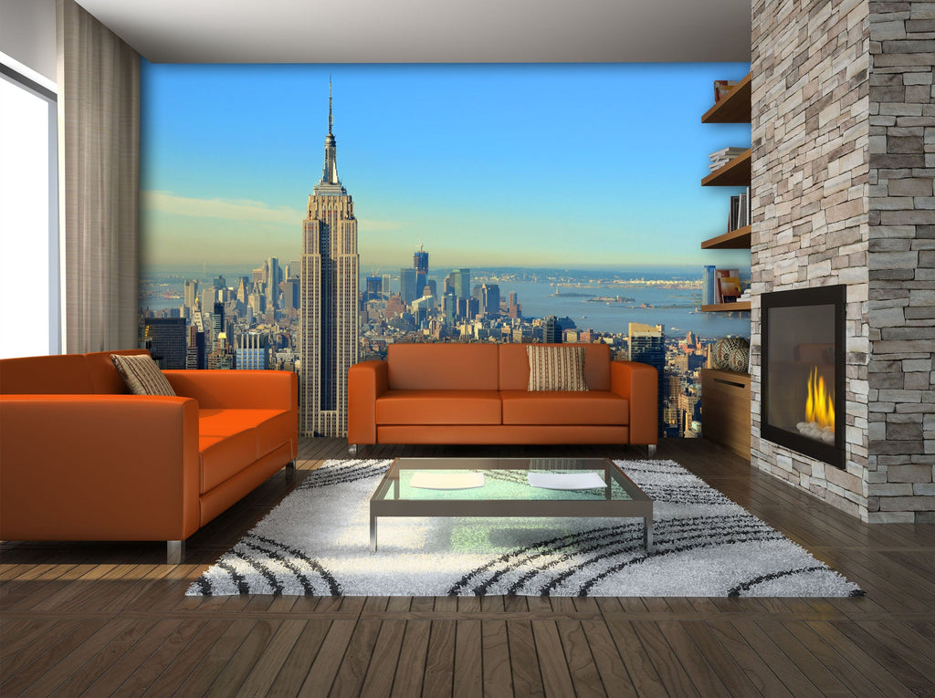 City Skyline Serenity: Clear Sky Wall Mural