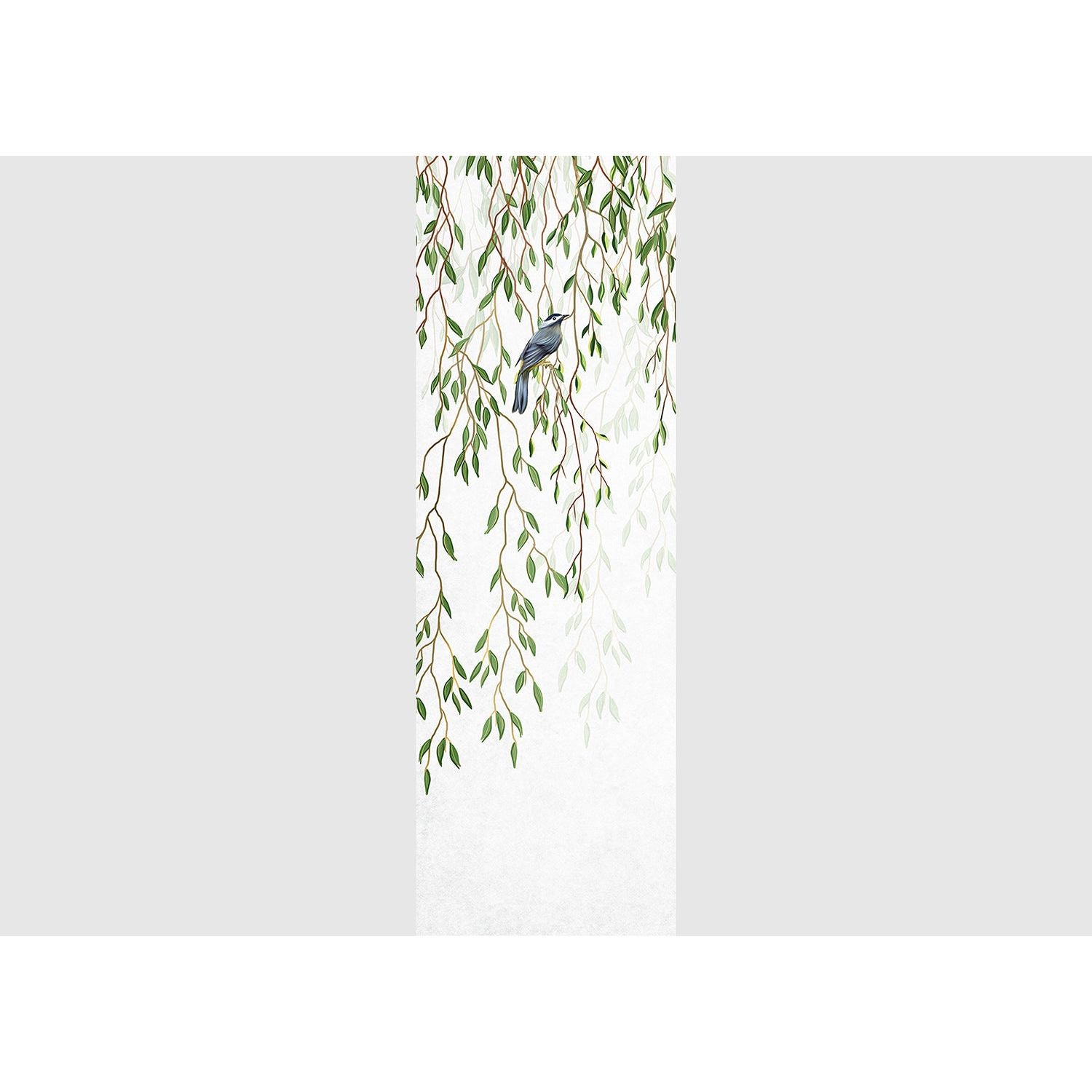 Gentle Serenade: Birds and Green Leaves Wall Mural