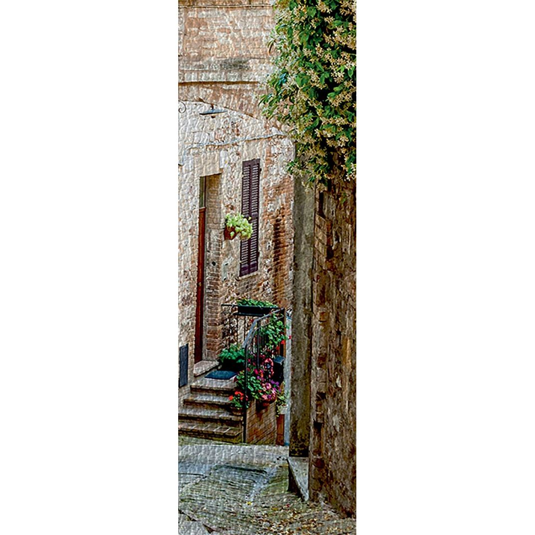 Vintage Brick City Charm: Floral Walls & Stairs Wall Mural