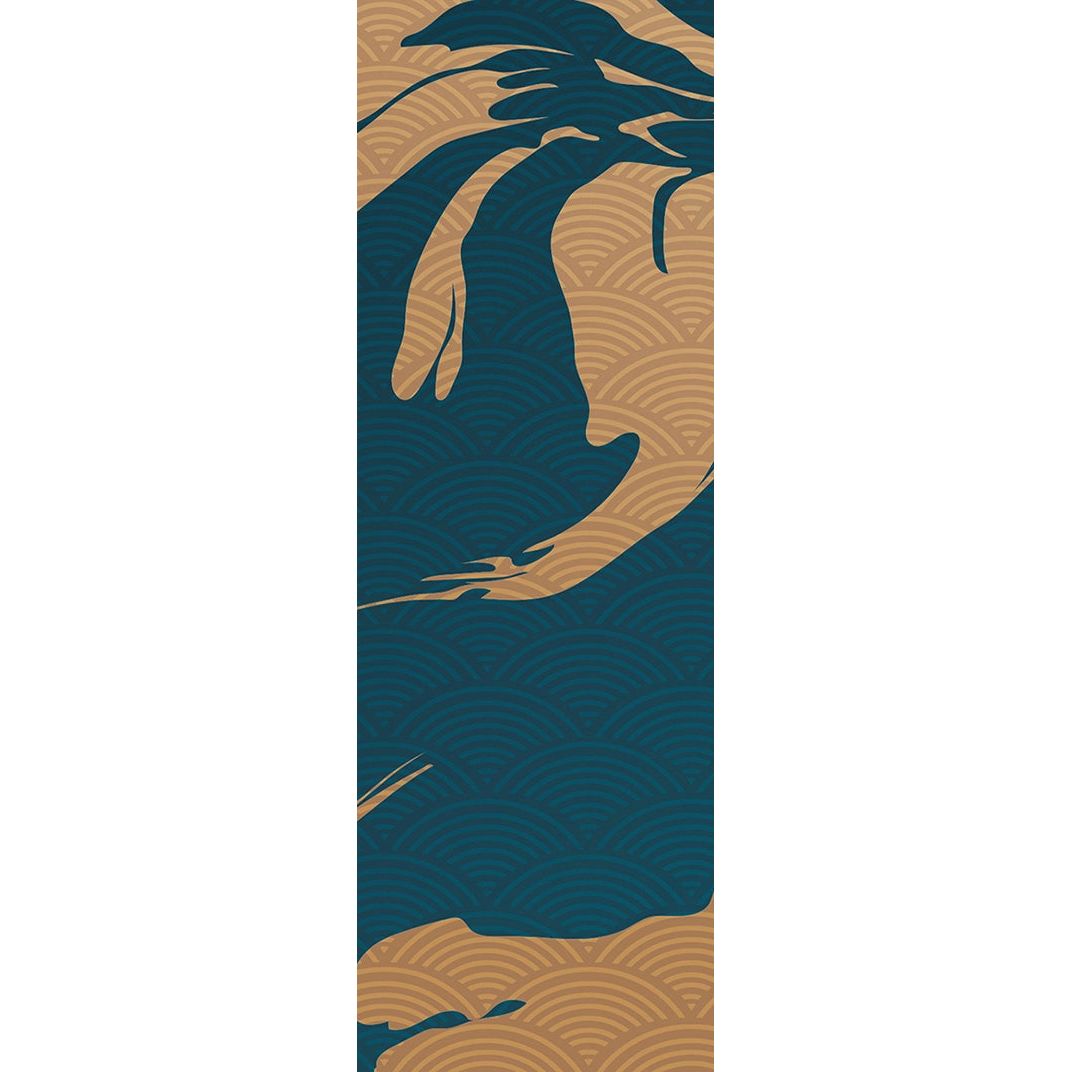 Golden Blue Elegance: Flowing Abstract Wall Mural
