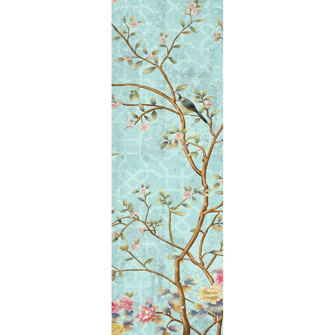 Tranquil Aviary: Light Blue Branches & Birds Wall Mural