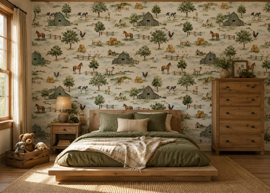 Farm Life Boys Country Wall Mural - Room View 3
