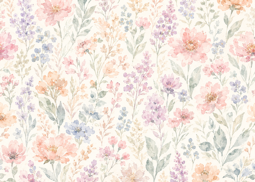 Lavender & Blush Wildflowers | Girls Wall Mural