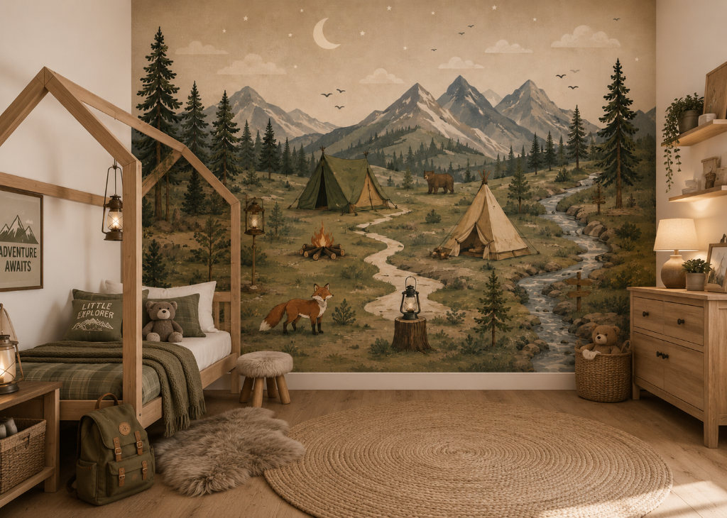 Wild Camp Boys Adventure Wall Mural - Room View 2