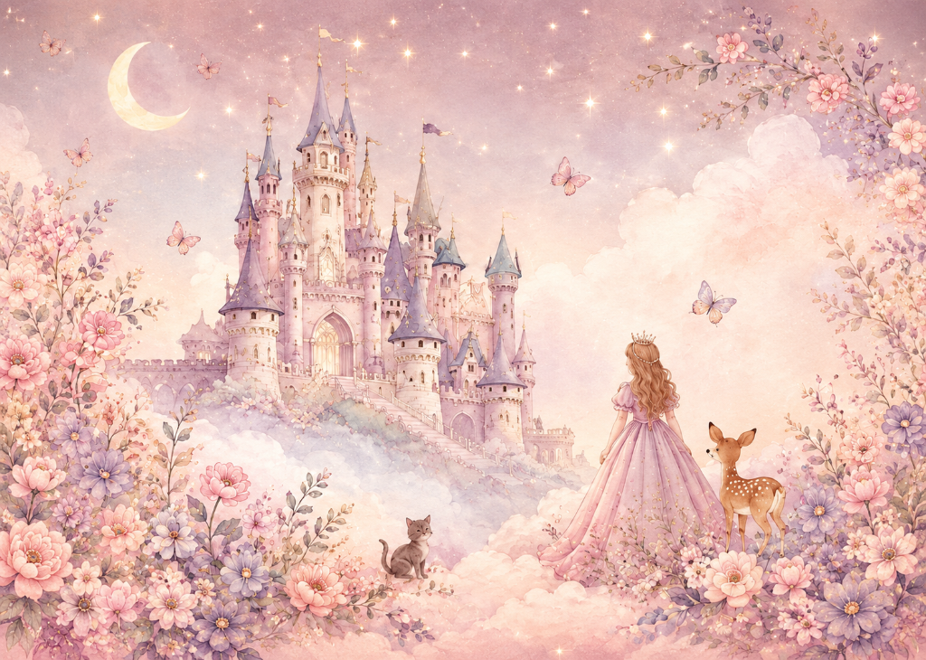 Princess & Fawn Garden | Girls Castle Wall Mural