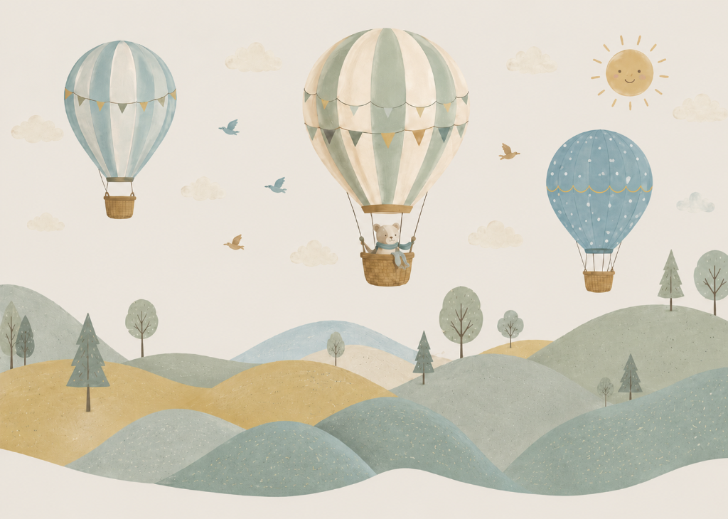Up & Away | Kids Hot Air Balloon Wall Mural