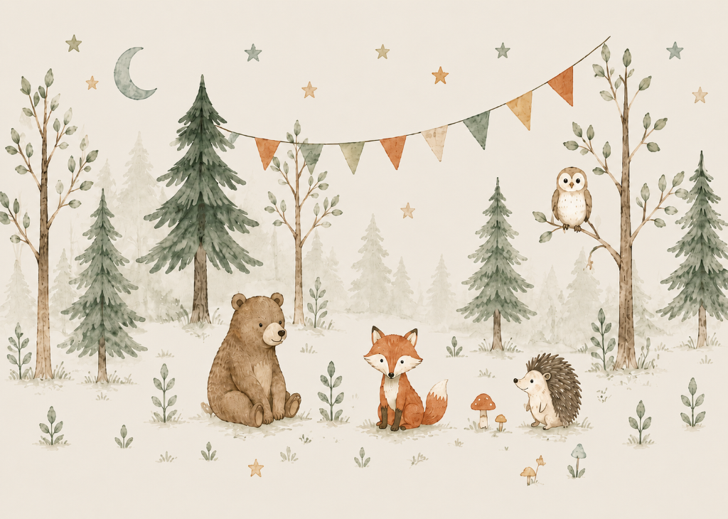 Woodland Friends - Mural Design Flat View