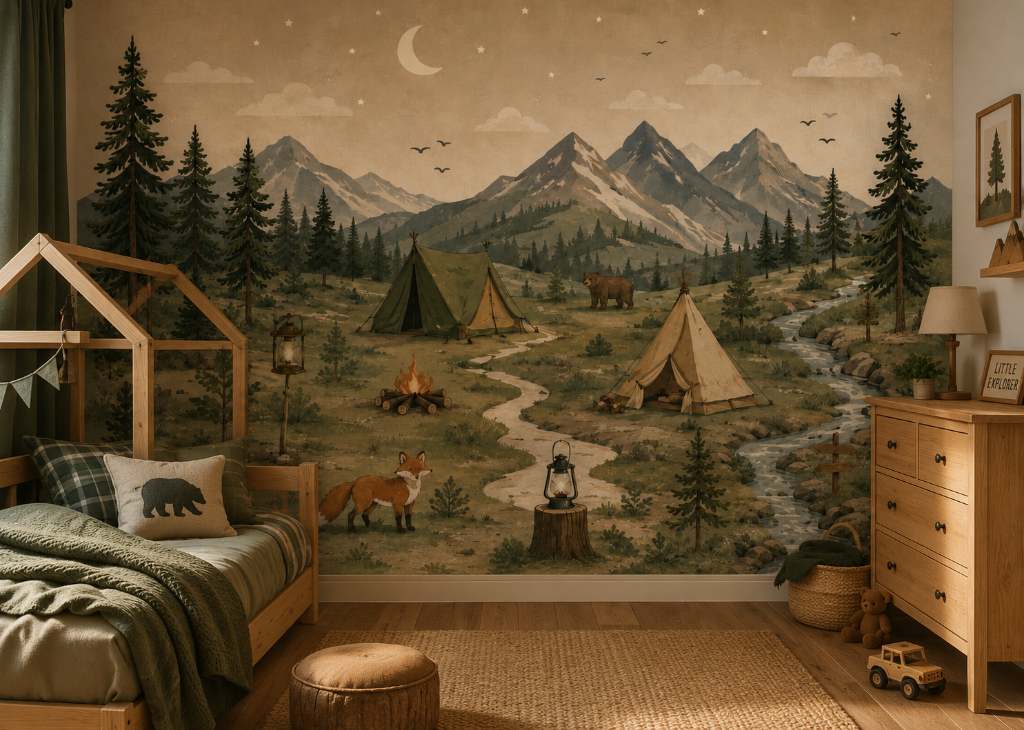 Wild Camp Boys Adventure Wall Mural - Room View 3