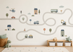 Boys Kids Wall Mural – City Road Adventure with Cars and Vehicles