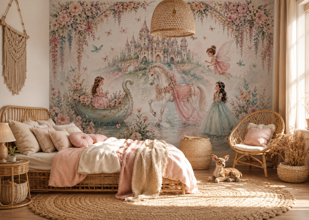 Unicorn Gazebo Garden Girls Princess Wall Mural - Room View 3