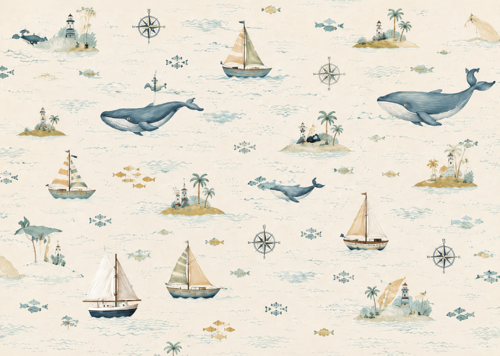 Sailors & Whales - Mural Design Flat View