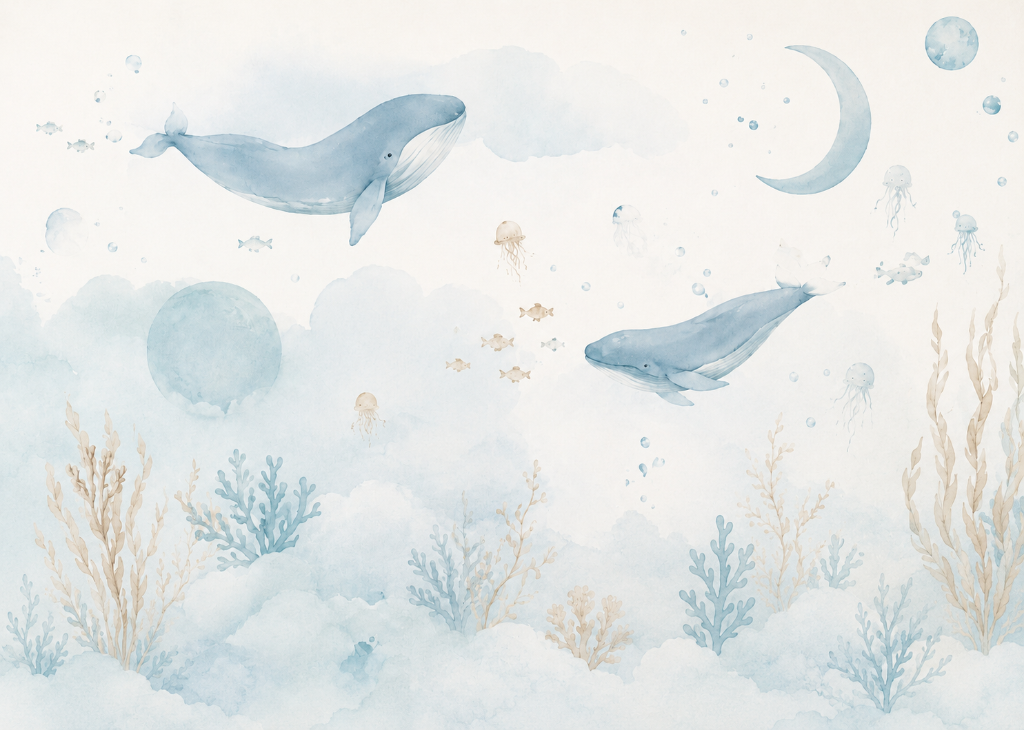 Dream Whales | Boys Nursery Wall Mural