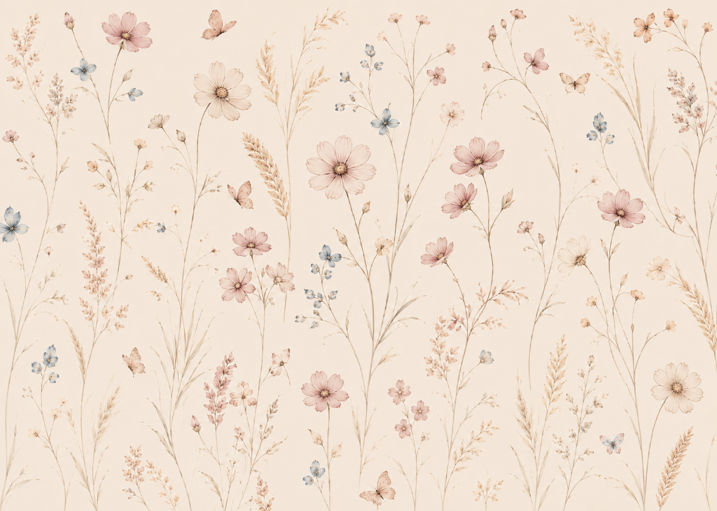 Wheat & Cosmos | Girls Nursery Wall Mural