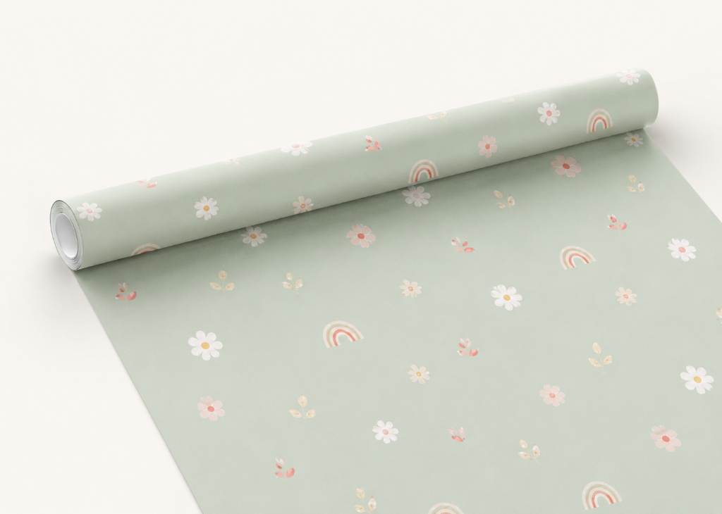 Rainbow Daisy Sage - Wallpaper Roll Preview