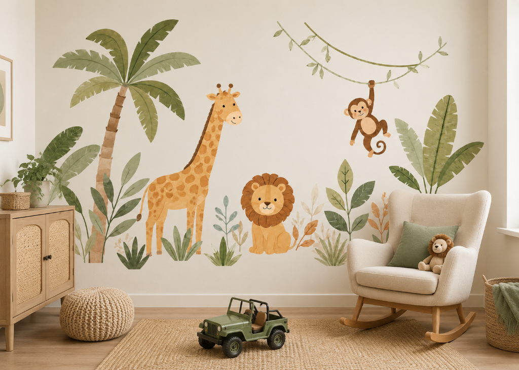 Safari Pals Kids Jungle Wall Mural - Room View 2